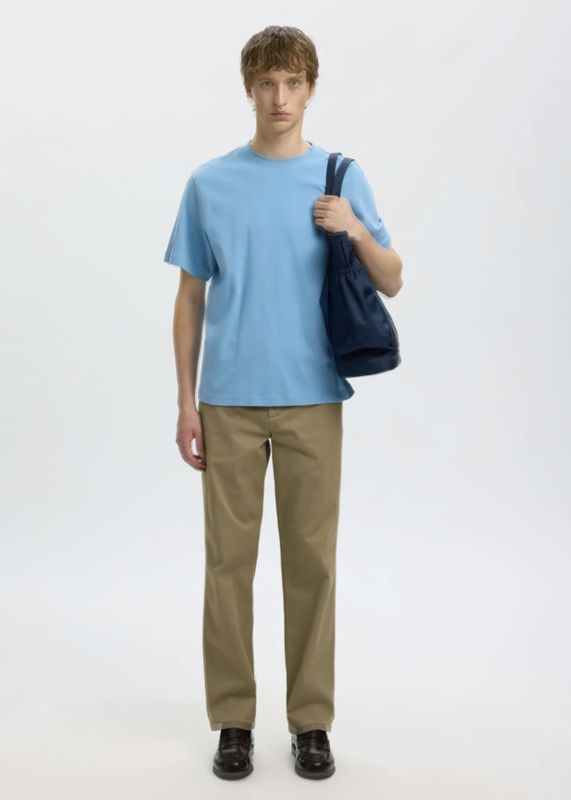 Selected Homme Taj Peach O-neck Blissfull Blue