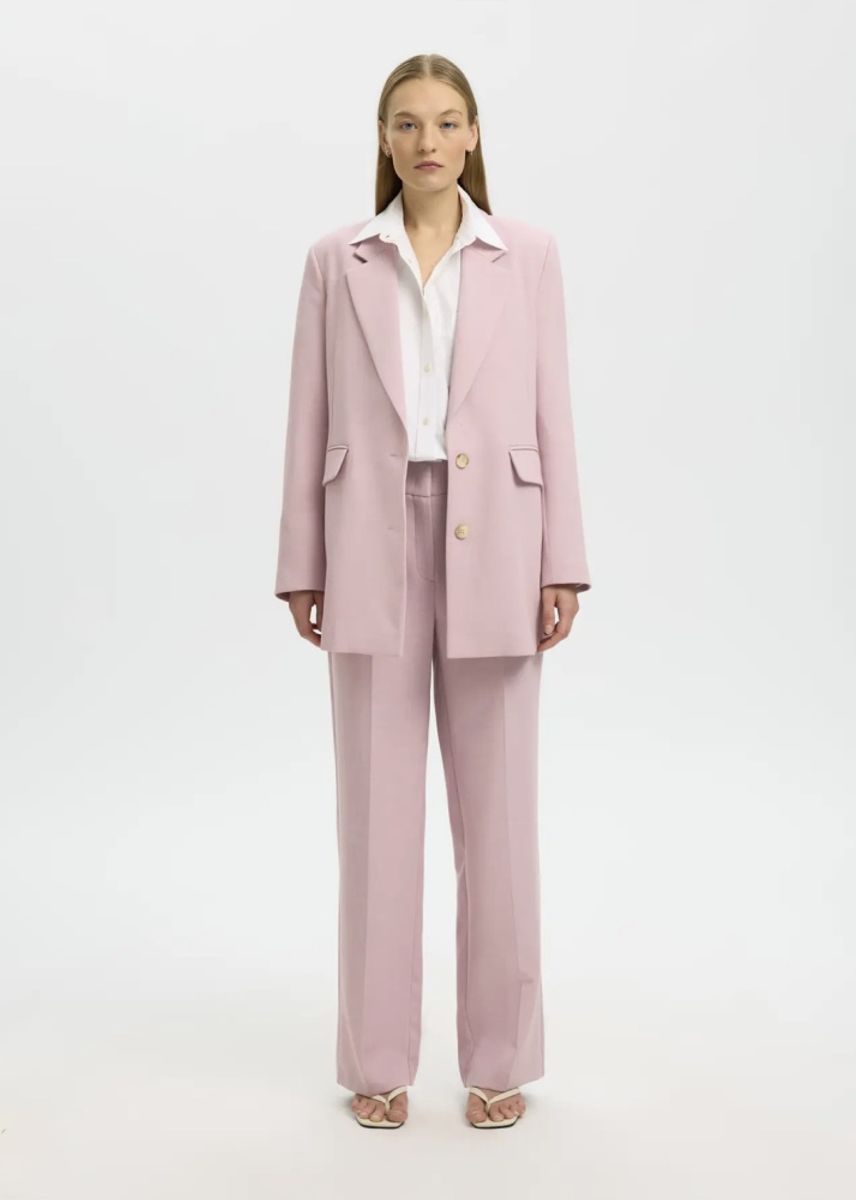 Selected Femme Rita Wide Pant Bleached Mauve  Melange