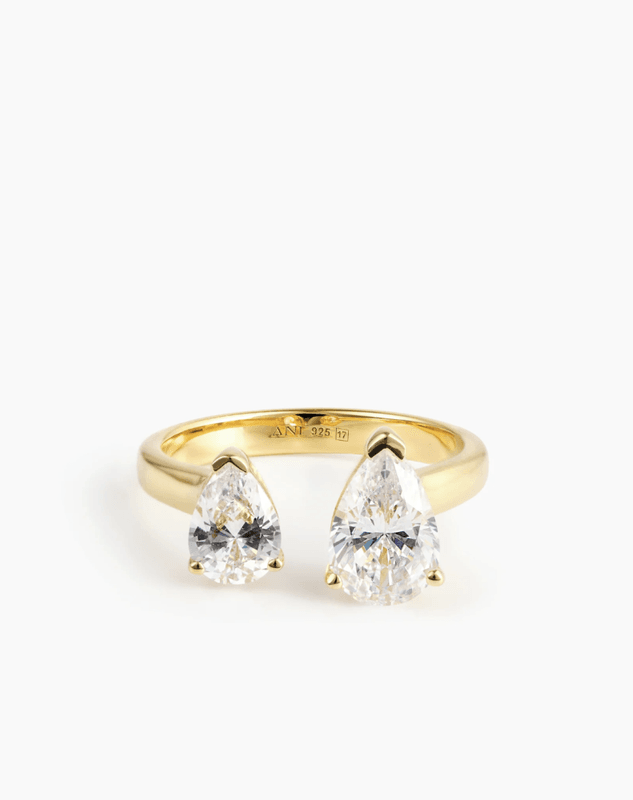ANI Jewels Double Pear Ring Gold