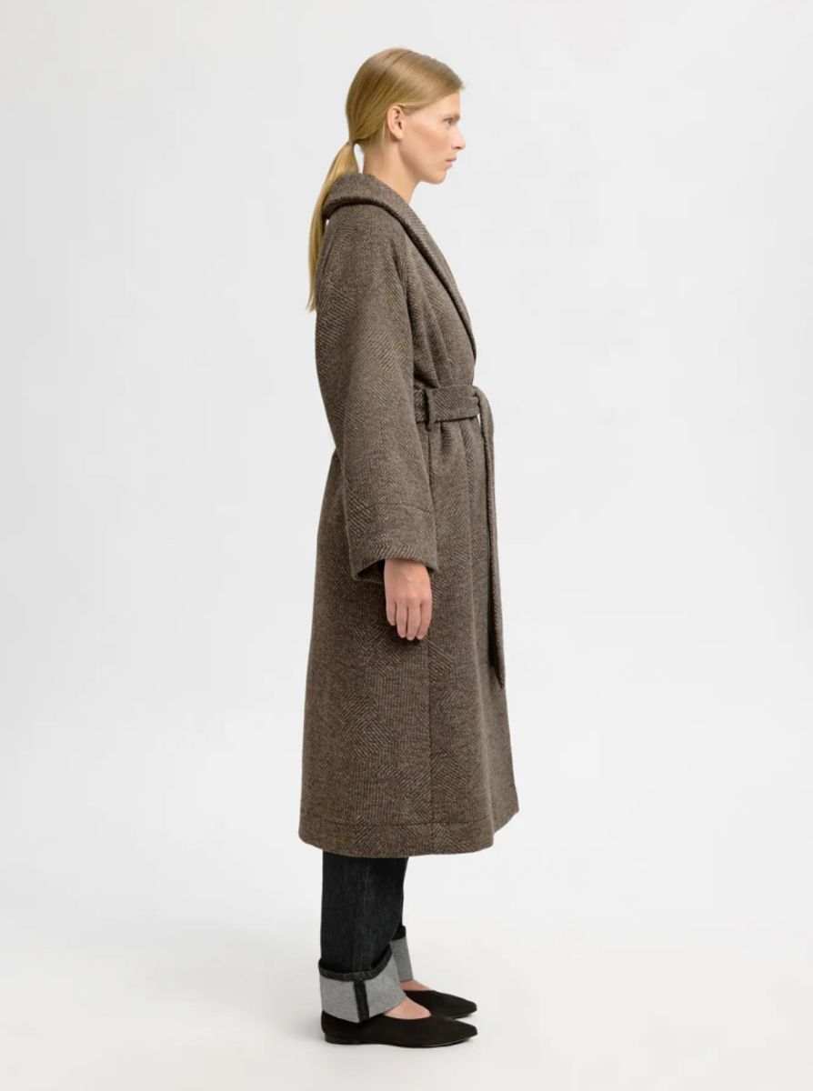 Selected Femme Ida 7/8 Sleeve Wool Blend Coat Birch Delicioso