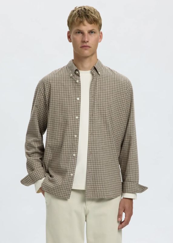 Selected Homme Cole Jay Melange Shirt Chocolate Chip Multi 