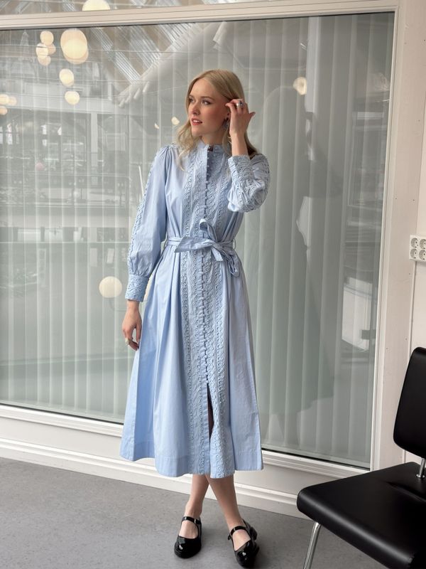 YAS Yamina Long Shirt Dress Clear Blue