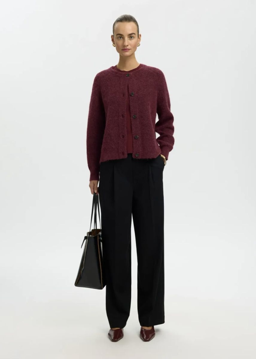 Selected Femme Lulu Cardigan Tawny Port Melange