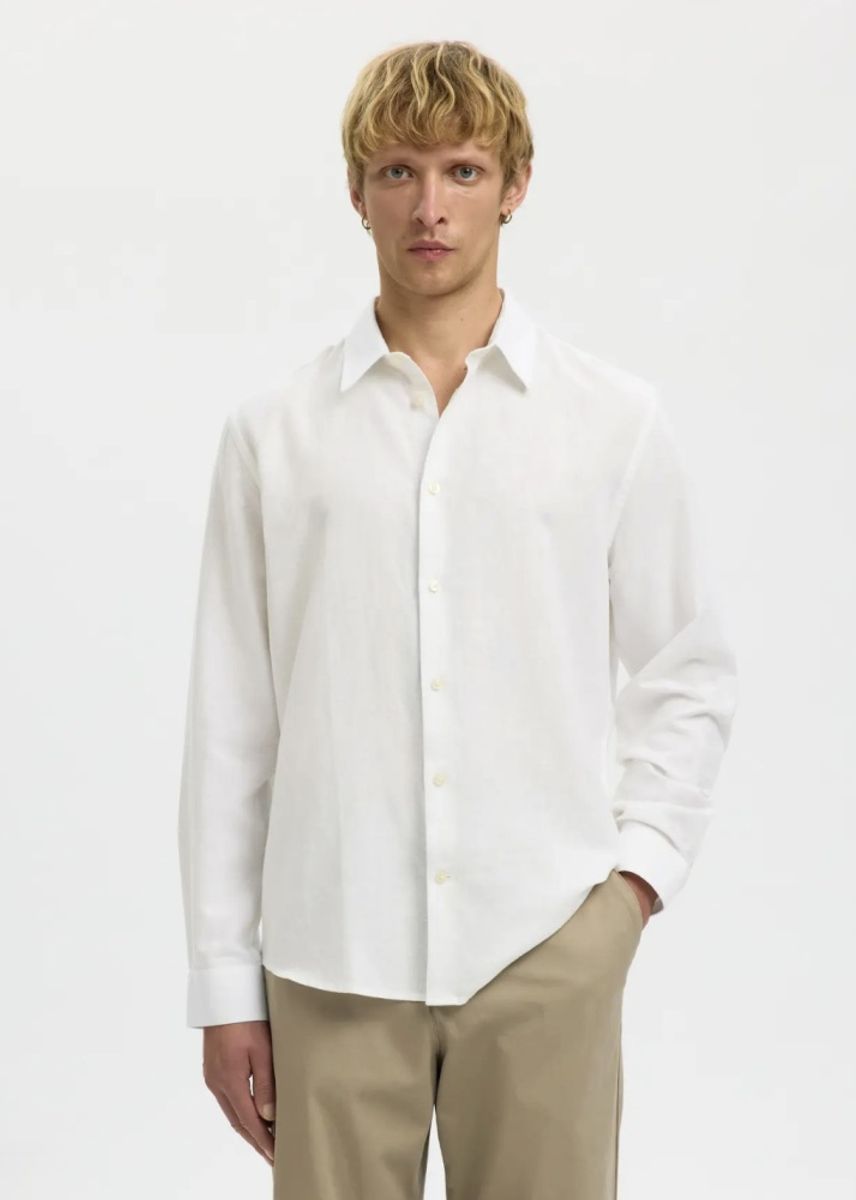 Selected Homme Claus Clay Linenblend Bright White