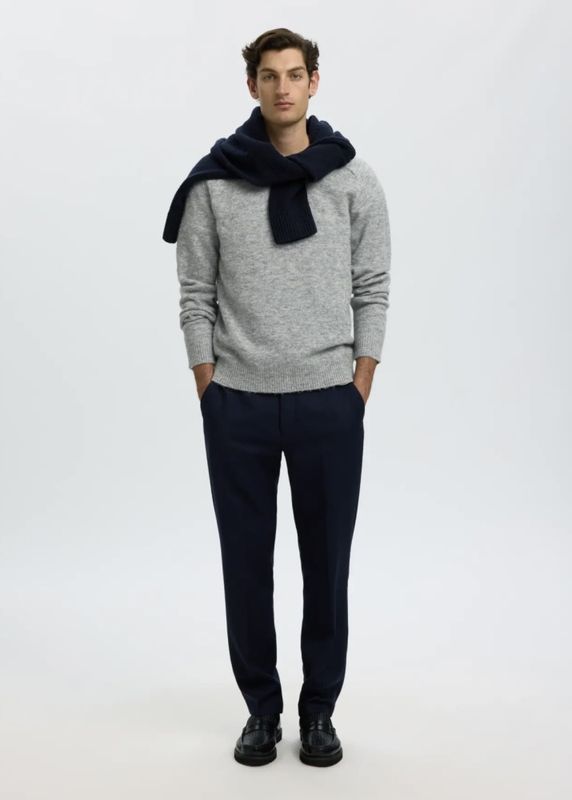 Selected Man Rai Knit Crew Neck Light Grey Melange