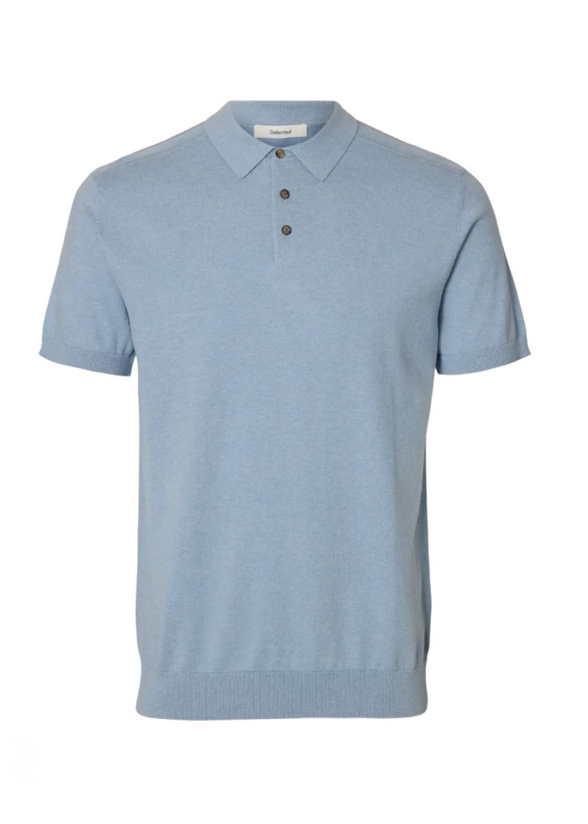 Selected Homme Berg Knit Polo Dusty Blue Melange