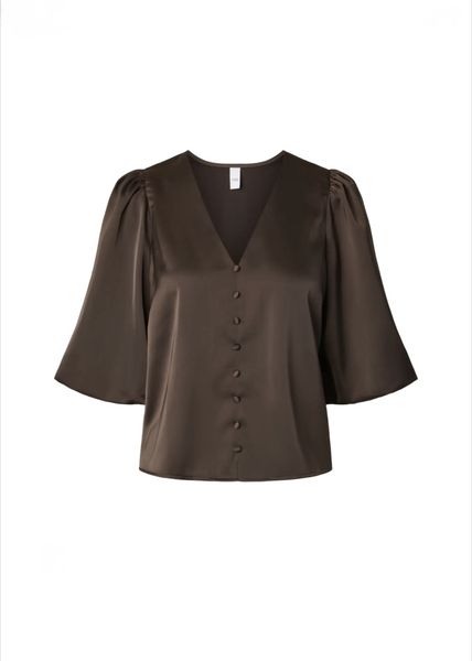 Hovedbilde YAS Pella 2/4 V-Neck Topp Chocolate Brown 