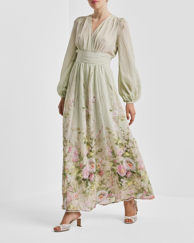 byTiMo Viscose V-Neck Dress Growing Garden