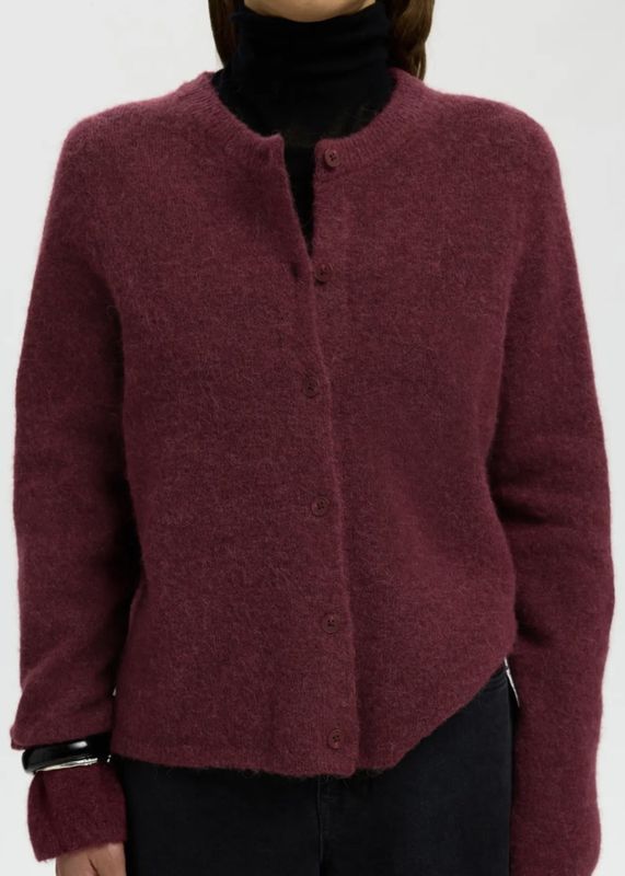 Selected Femme Lulu New Knit  Cardigan Tawny Port/Melange 
