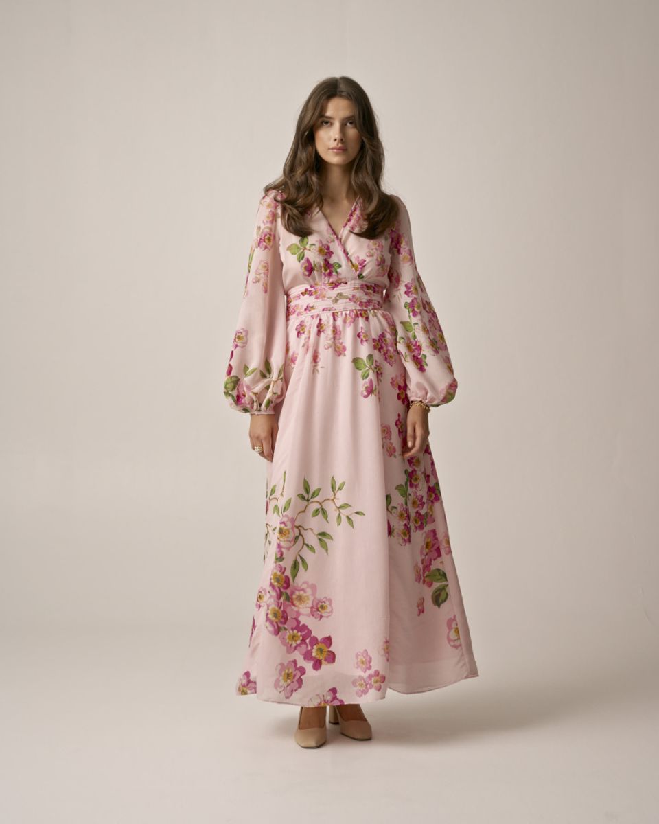byTiMo Viscose V-Neck Dress Cherry Blossom