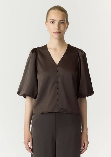 Hovedbilde YAS Pella 2/4 V-Neck Topp Chocolate Brown 