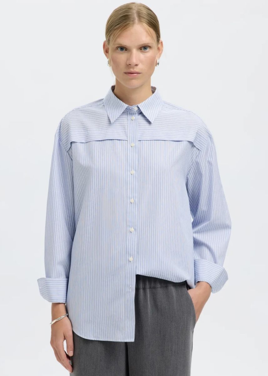 Selected Femme Allison Overshir Shirt Cashmere Blue Stripes