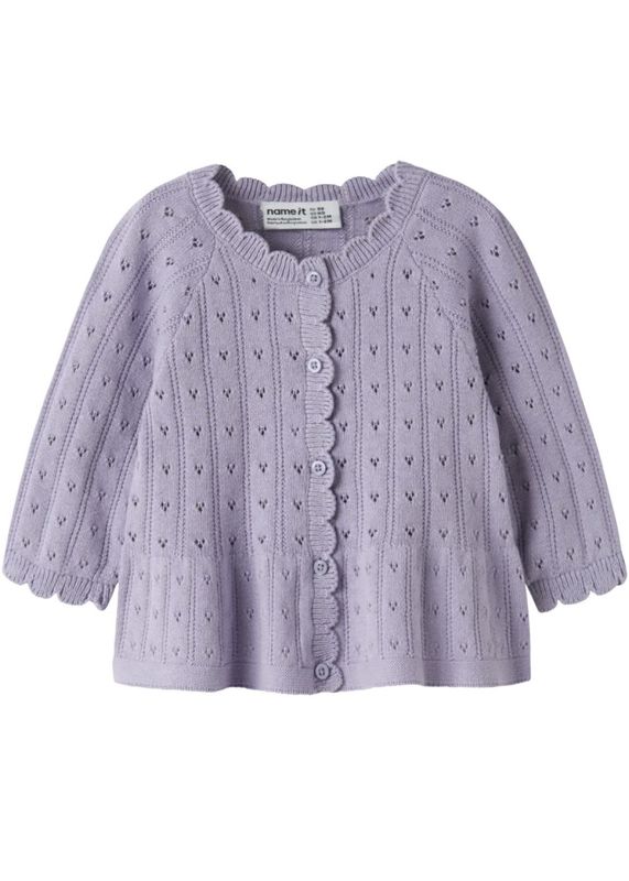 Name It Oxenia Knit Cardigan Heirlom Lilac 100% økologisk bomull