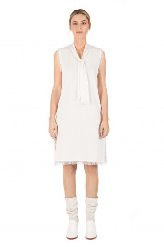 FRANK REMME ERTEL SHORT KNITTED DRESS OFF WHITE 