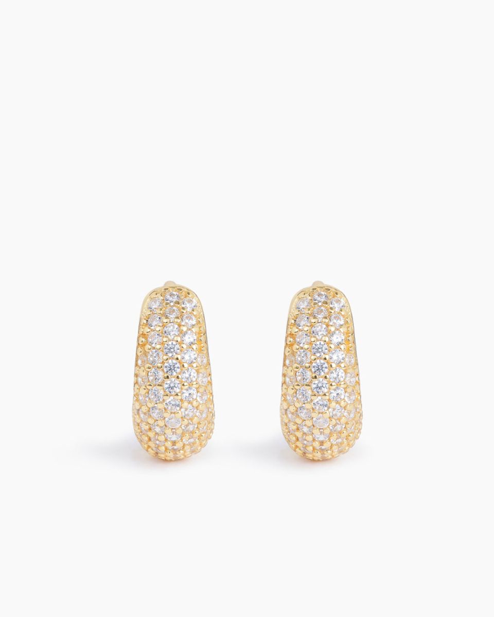 ANI Pavé Dome Huggies Gold
