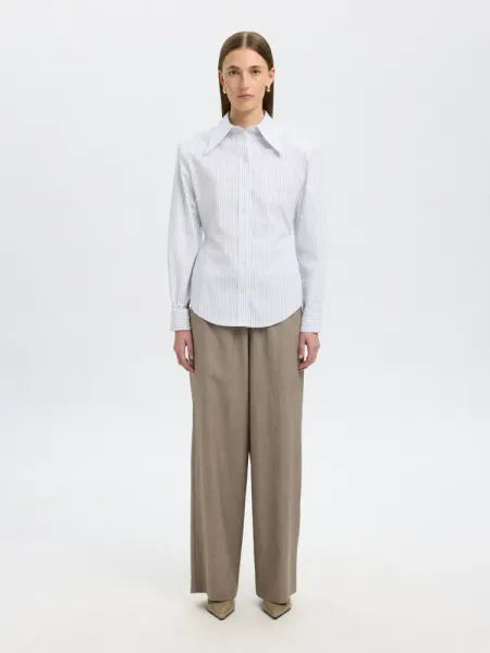 Hovedbilde Selected Femme Nicolina Slim Shirt Bright White Blue Stripe