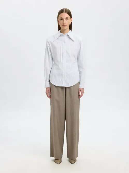 Hovedbilde Selected Femme Nicolina Slim Shirt Bright White Blue Stripe