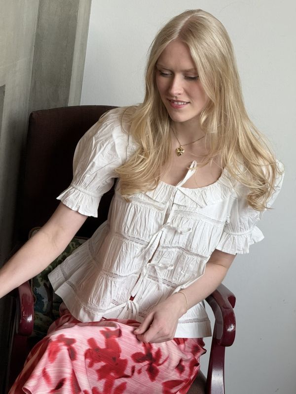 by TiMo Poplin Bow Blouse White 