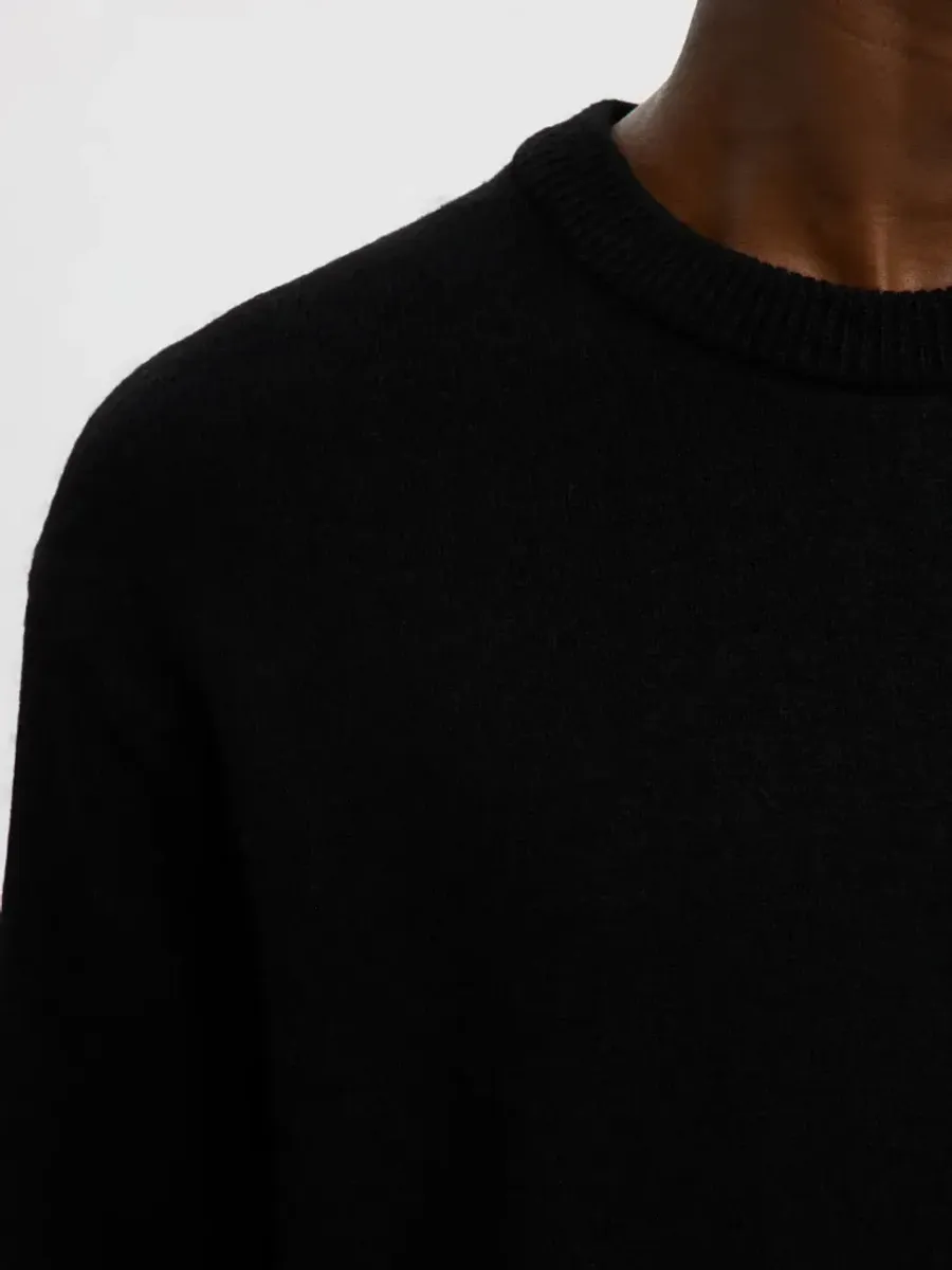 Selected Homme  ARNE LS KNIT RELAXED WOOL CREW NECK Black