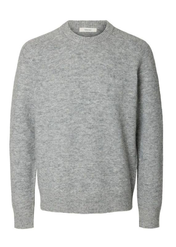 Selected Man Rai Knit Crew Neck Light Grey Melange