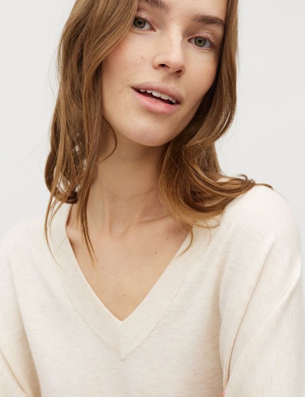 MbyM Gillian Bravani Knit V-hals Genser Sugar Melange
