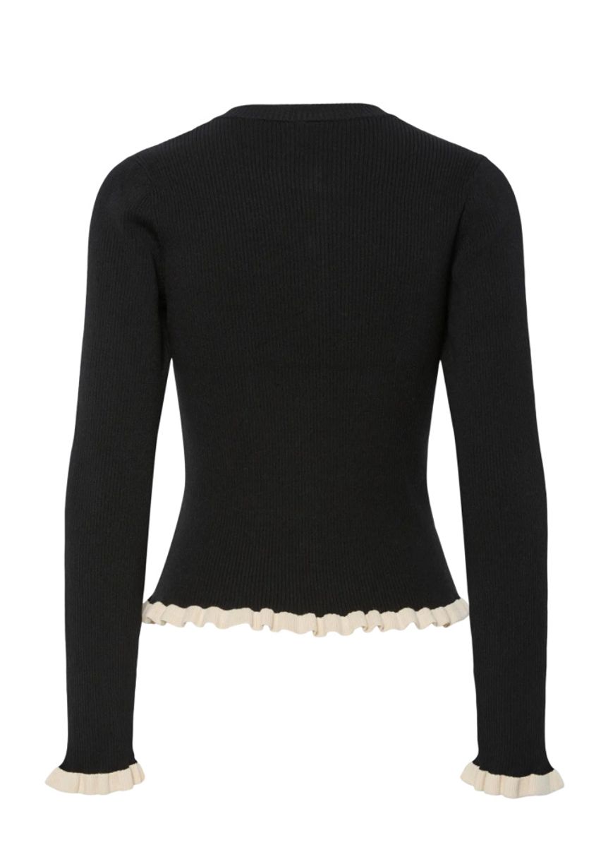 YAS Floma Knit Pullover Black Detail Birch