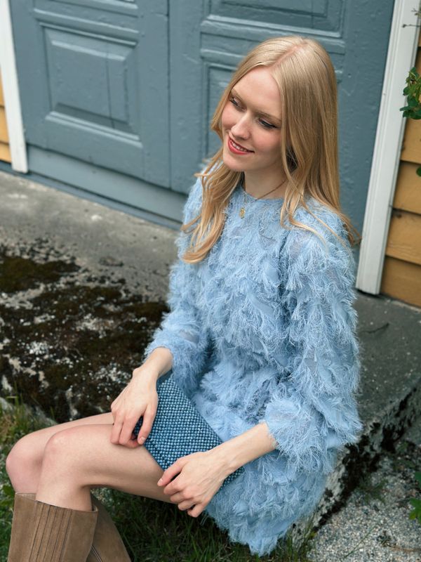 Selected Femme Myline Relaxed Boatneck Dress Dusty Blue 