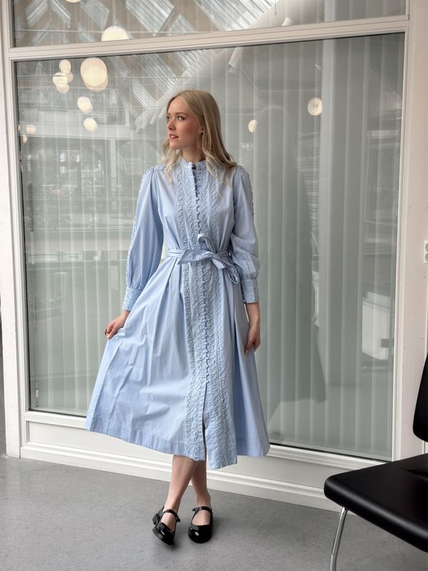 YAS Yamina Long Shirt Dress Clear Blue