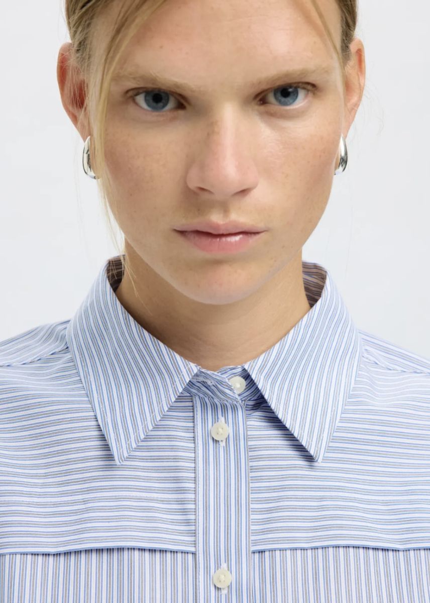 Selected Femme Allison Overshir Shirt Cashmere Blue Stripes