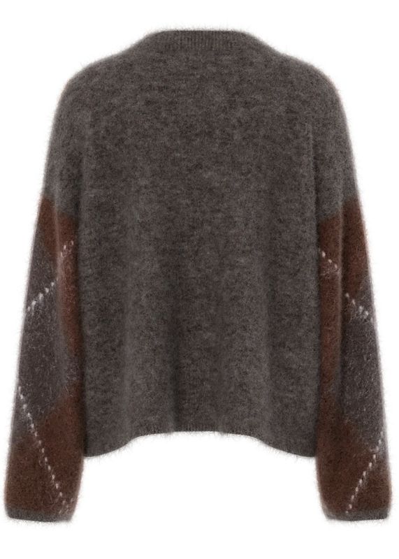 YAS Argy Mohair Blend Knit Pullover Coffee Bean incence/sepia/oatmeal