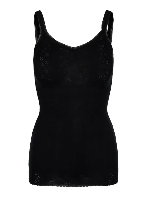 Vera & William Vintage Lace Camisole Merino Silk Black