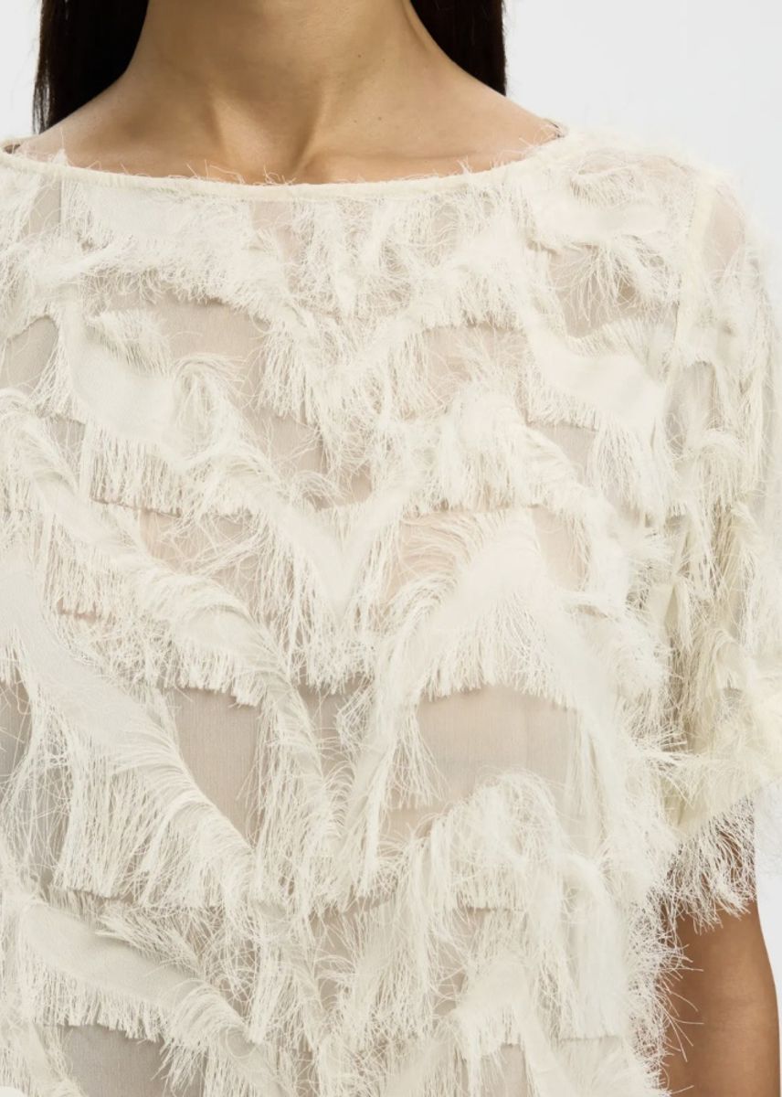 Selected Woman Myline Whiteline Boatneck Top Egret