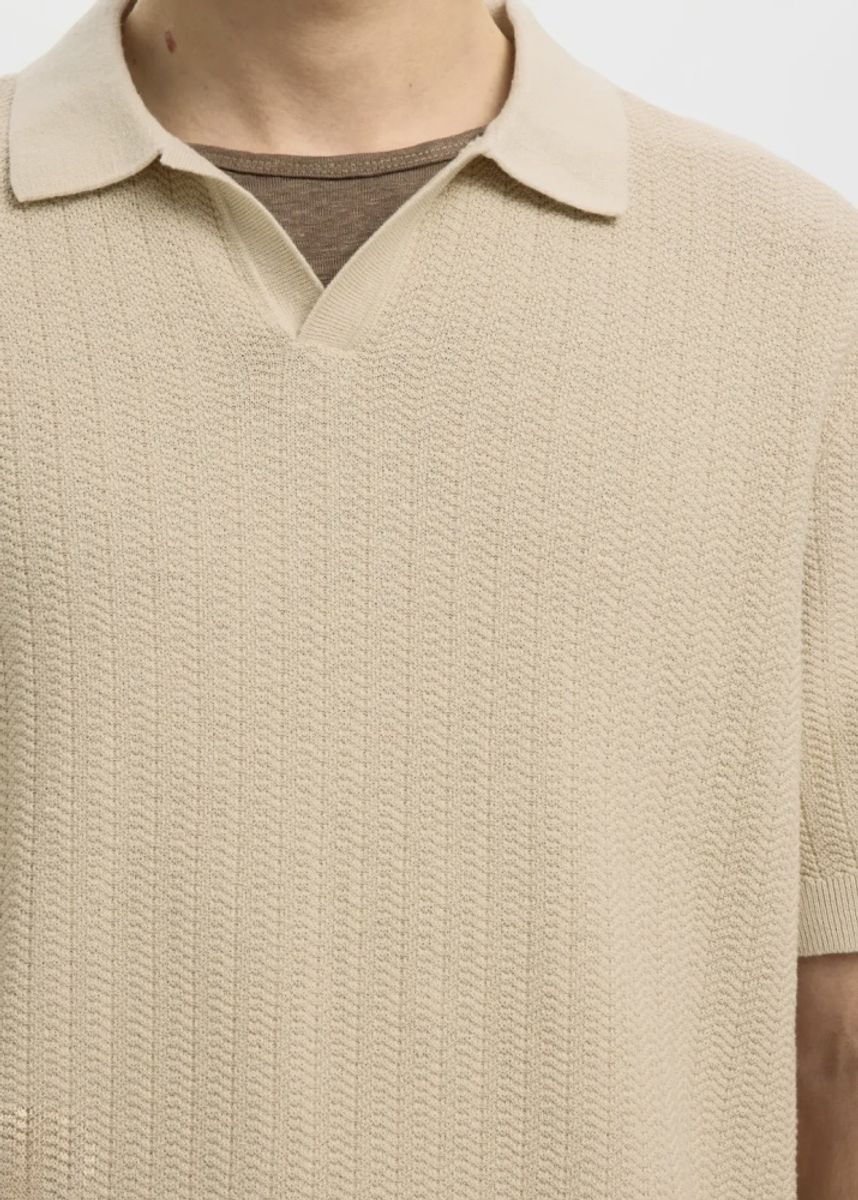 Selected Homme Mattis Linen Polo Ostmeal