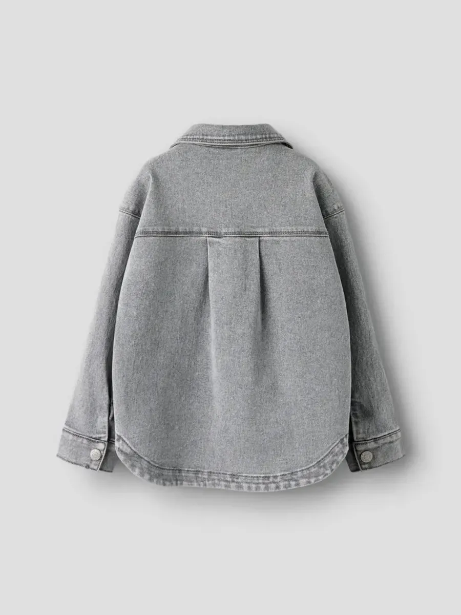 Name It Everlyn Shacket Light Grey Denim Heart Studs