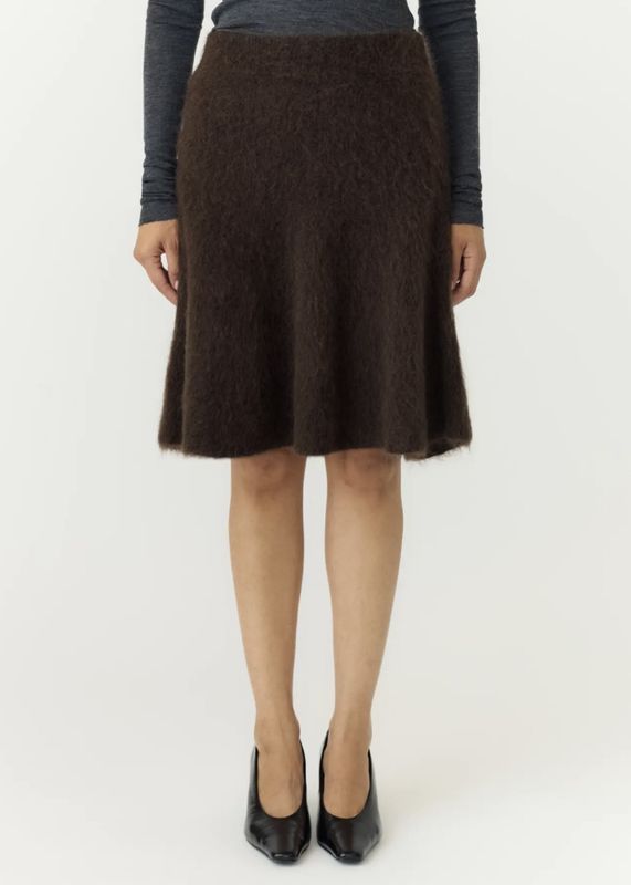 Yas Tilde Mohair Blend Knit Skirt Mole Melange
