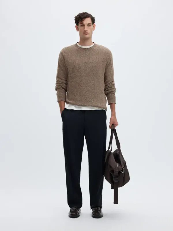 Selected Men Neil Knit Crew Neck Chocolate Chip
