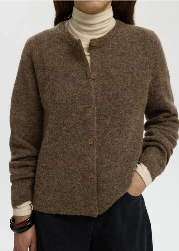Selected Femme Lulu New Knit Cardigan Dachshund Melange