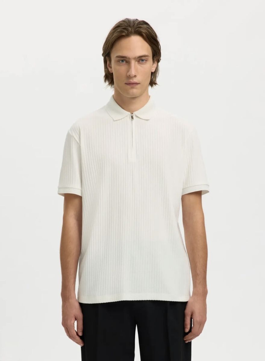 Selected Homme Fave Structure Polo Cloud Dancer