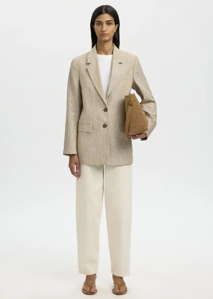 Hovedbilde Selected Femme Relaxed Ida Linen Blazer Pinstripe Weathered ...