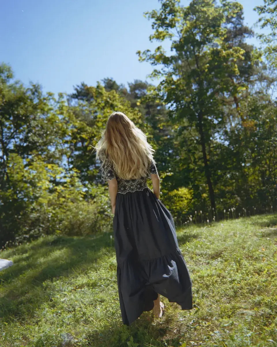 byTiMo Broderie Anglaise Maxi Dress Marine