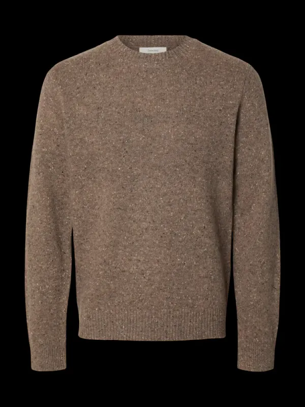 Selected Men Neil Knit Crew Neck Chocolate Chip