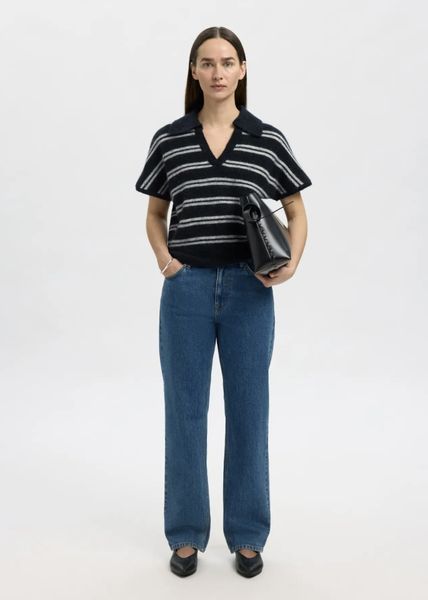Hovedbilde Selected Femme  Lulu Knit Polo Dark Sapphire Stripes 