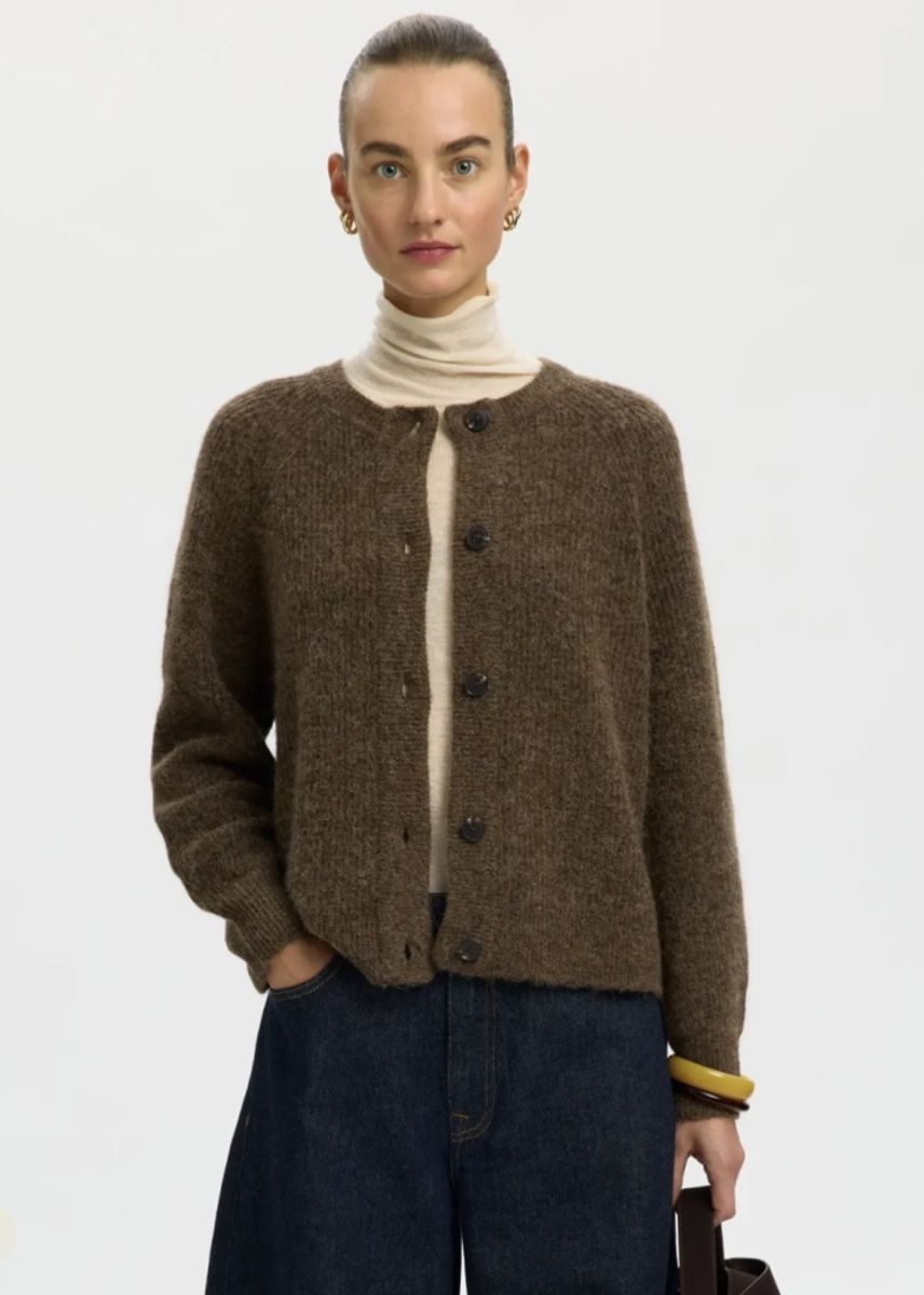 Selected Femme Lulu Knit Cardigan Dachshund Melange