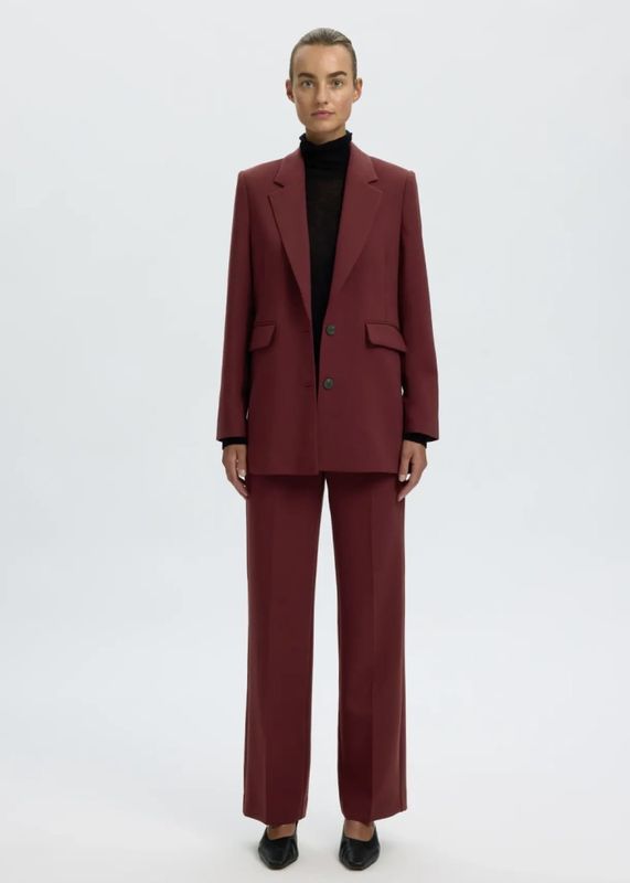 Selected Femme Rita Wide Pant Melange Tawny Port Melange