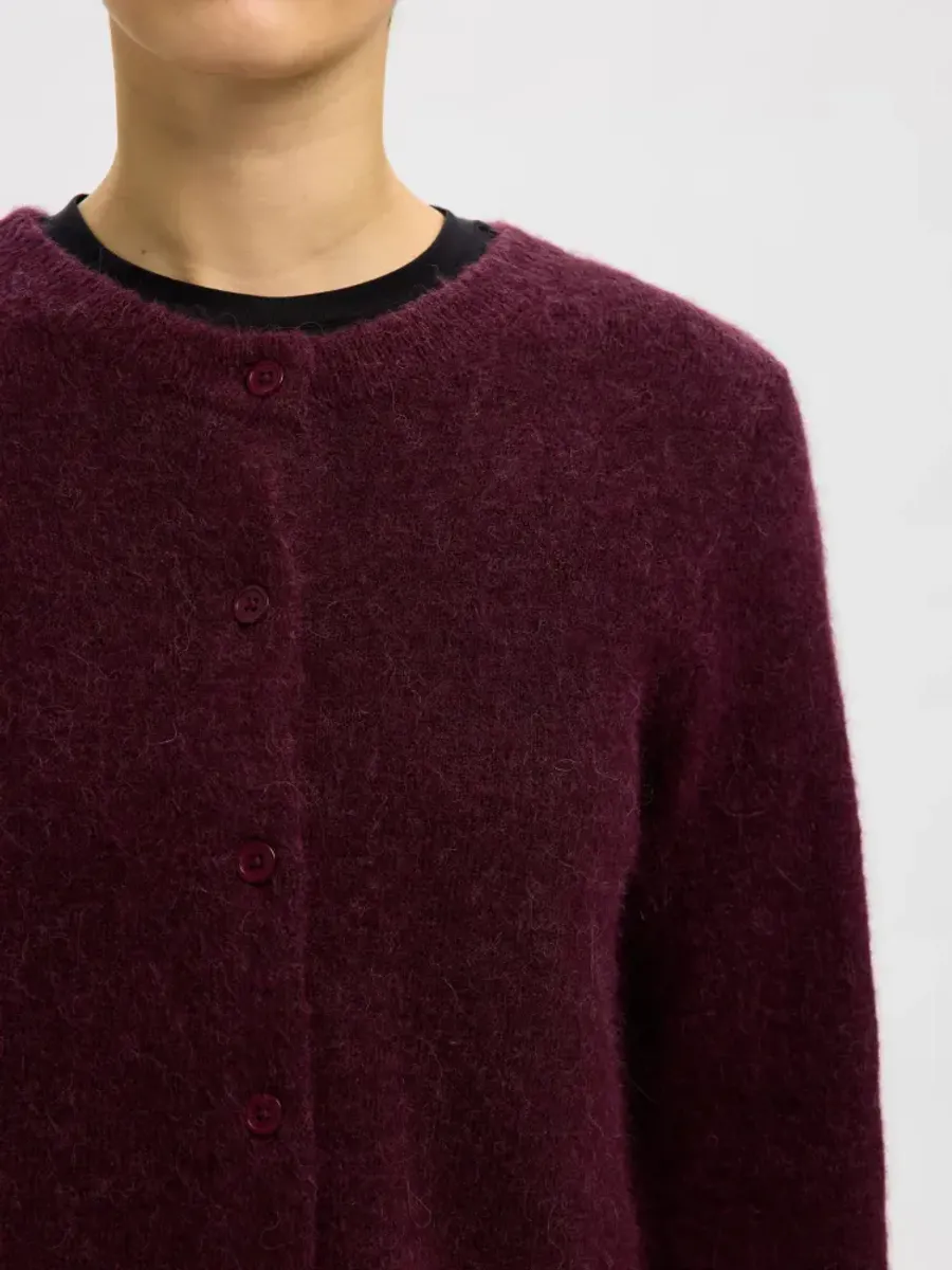 Selected Femme Lulu New Knit Cardigan Fig Melange