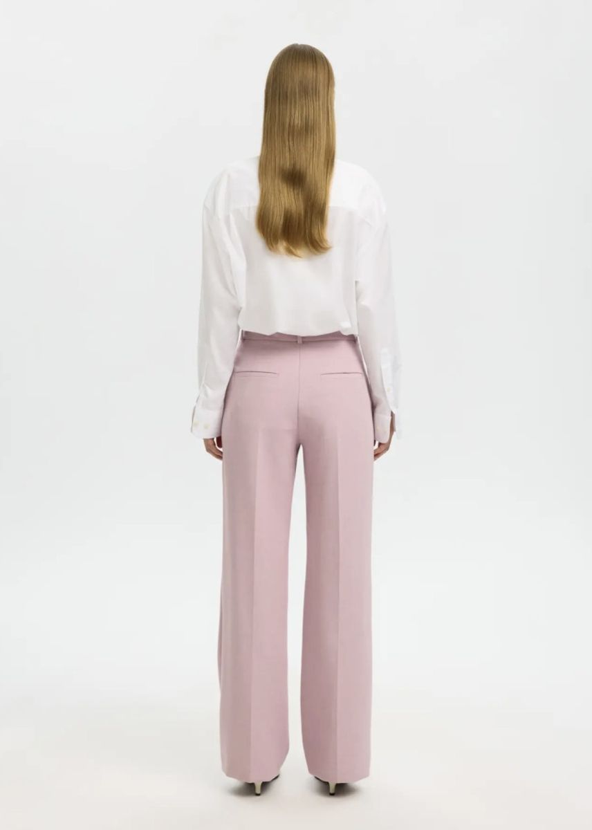 Selected Femme Rita Wide Pant Bleached Mauve  Melange