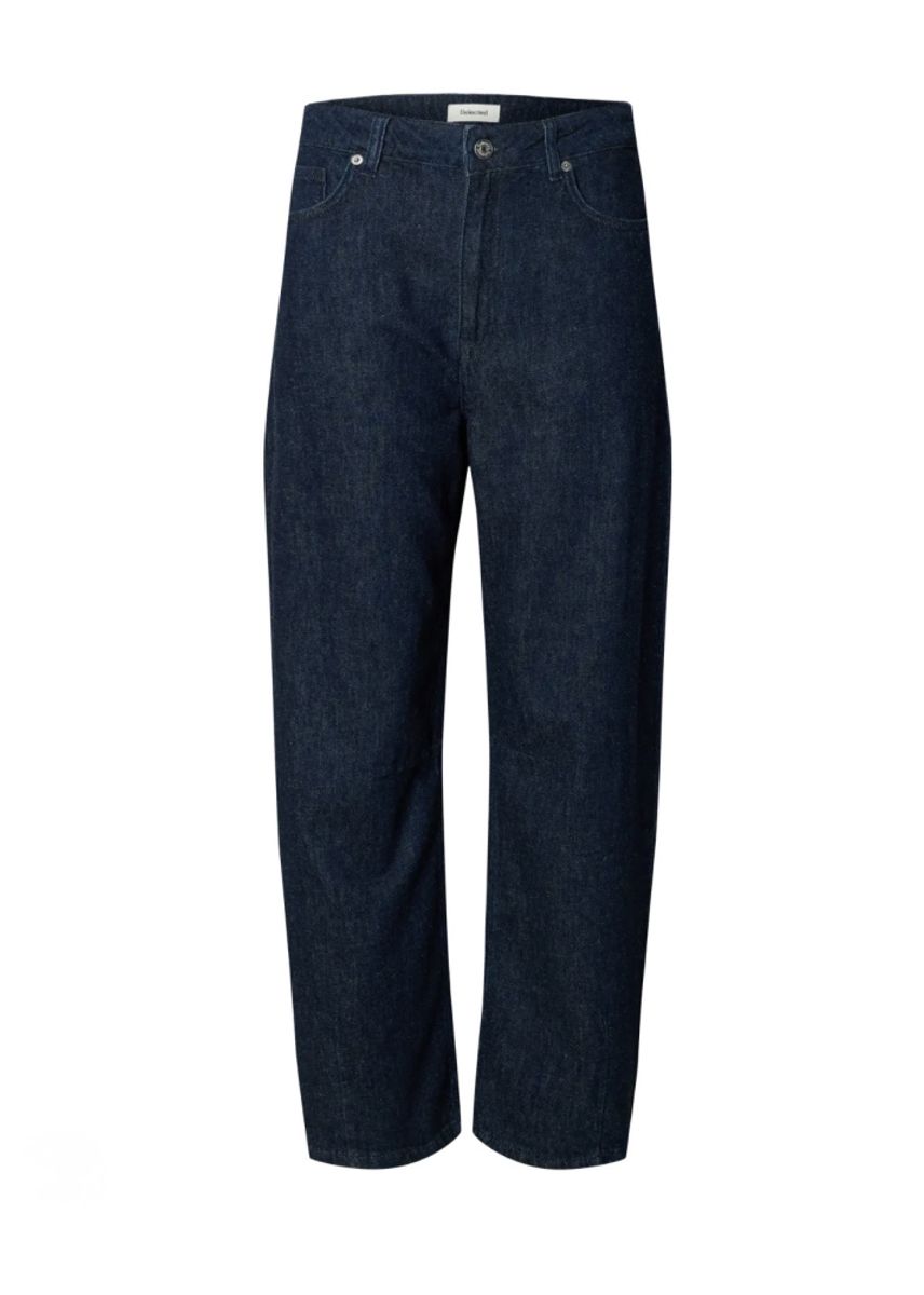 Selected Femme Loose Barrel Hanny Jeans Dark Blue Denim 