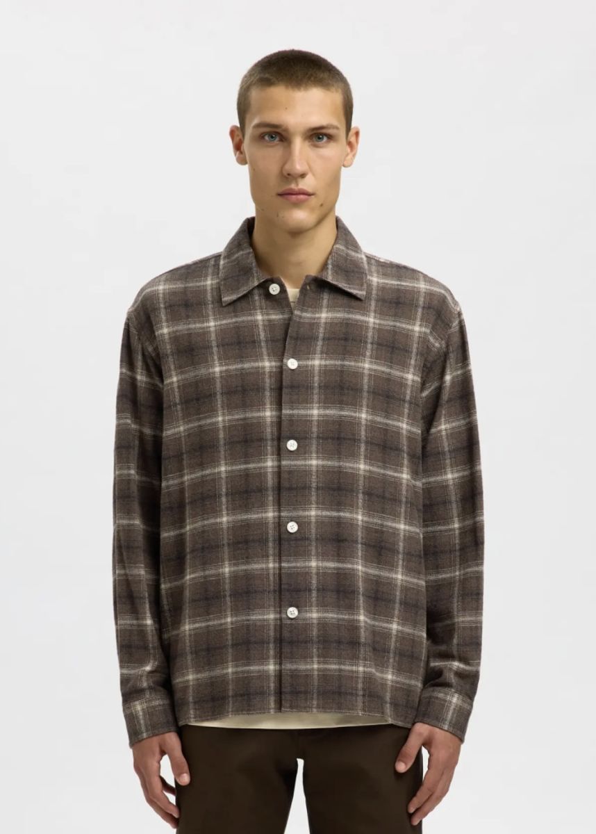 Selected Homme Edwin Check Light Overshirt Delicioso Brun