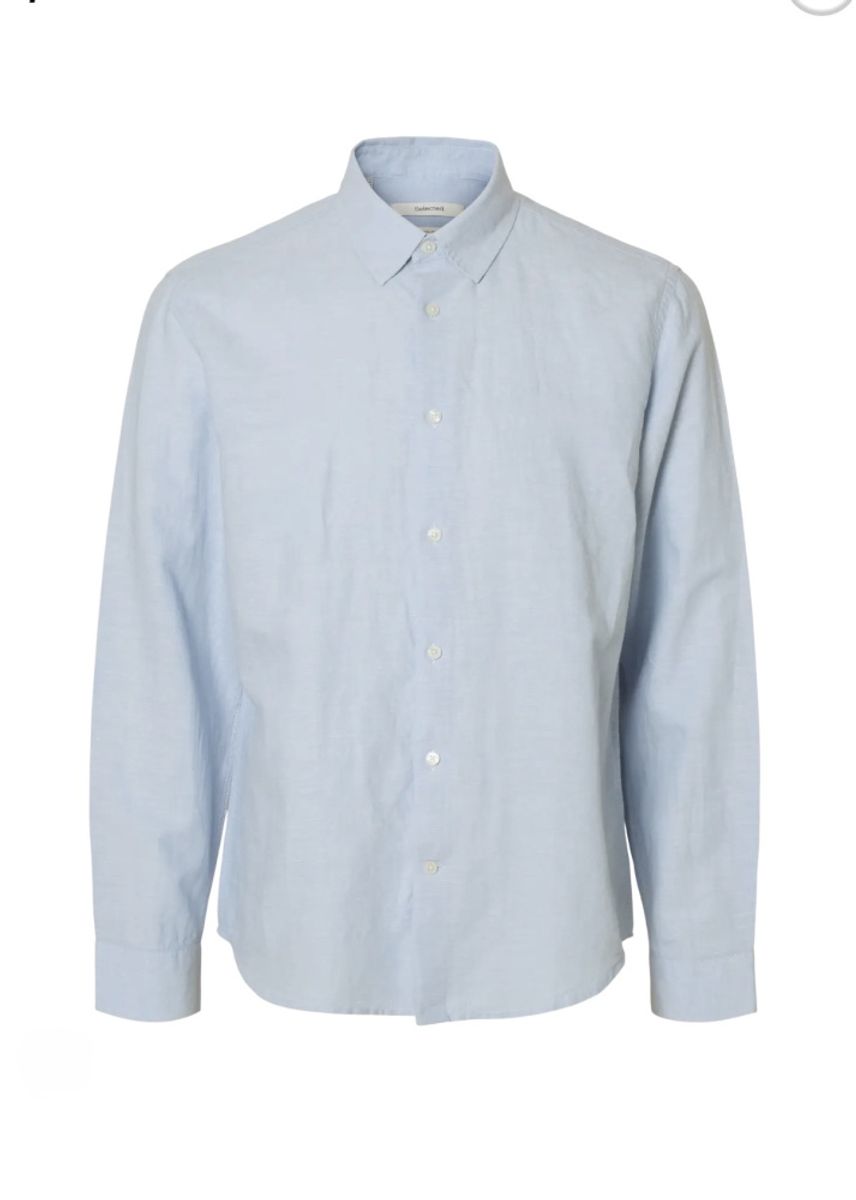 Selected Homme Claus Clay Linenblend Dusty Blue Mixed w. White