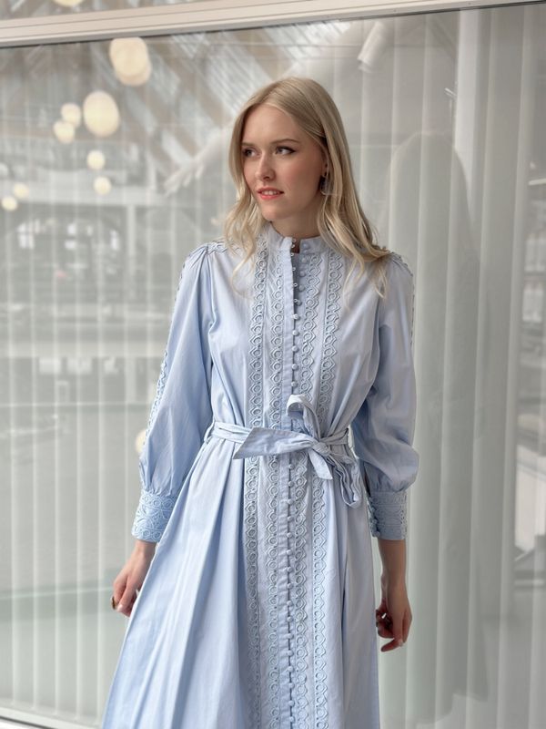 YAS Yamina Long Shirt Dress Clear Blue